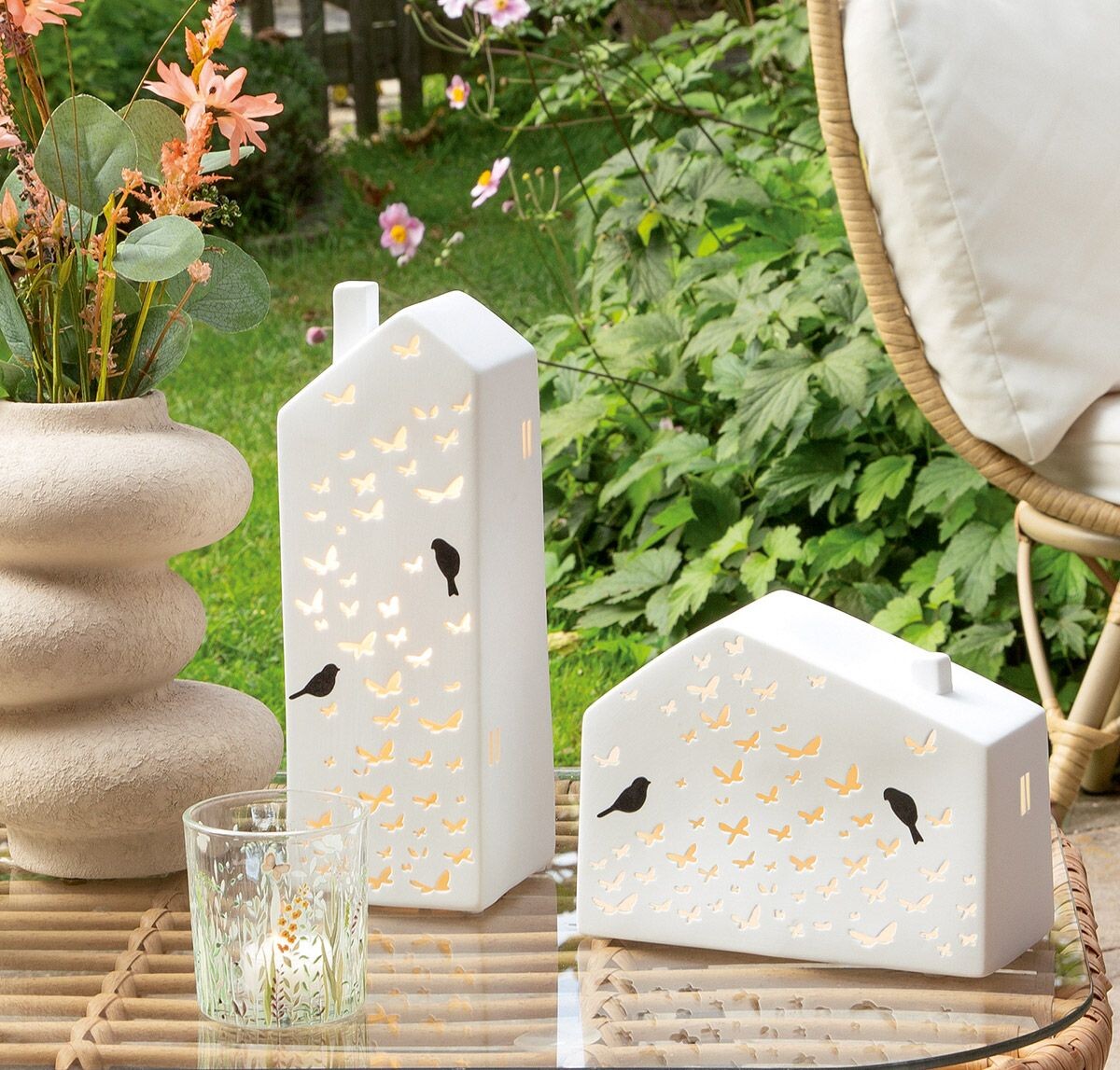 Porcelánová dekoratívna lampa Vogelhaus