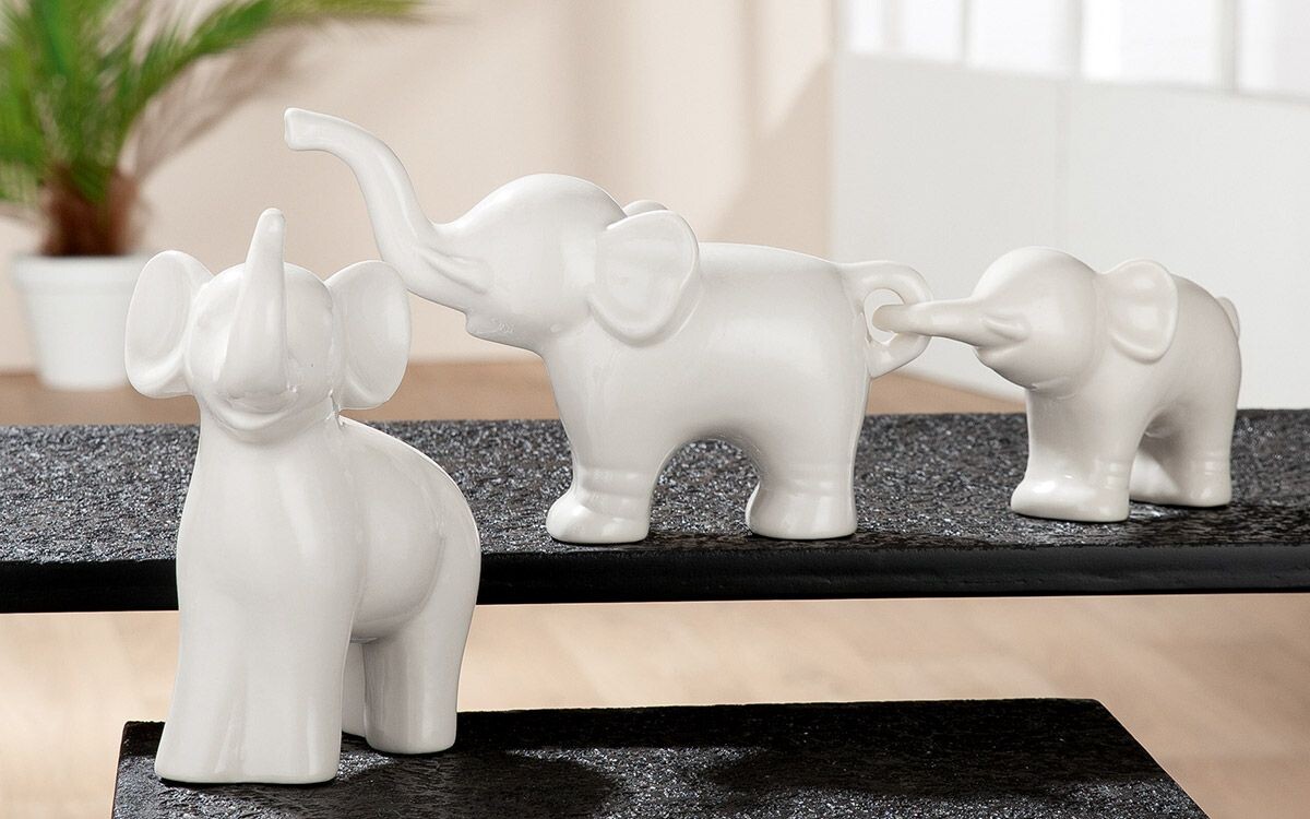 Porcelánová súprava dekoratívnych slonov