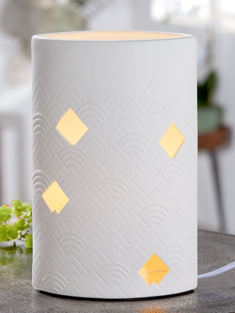 Biela porcelánová stolová lampa 
