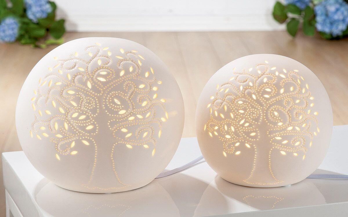 Porcelánová lampa Strom života okrúhla