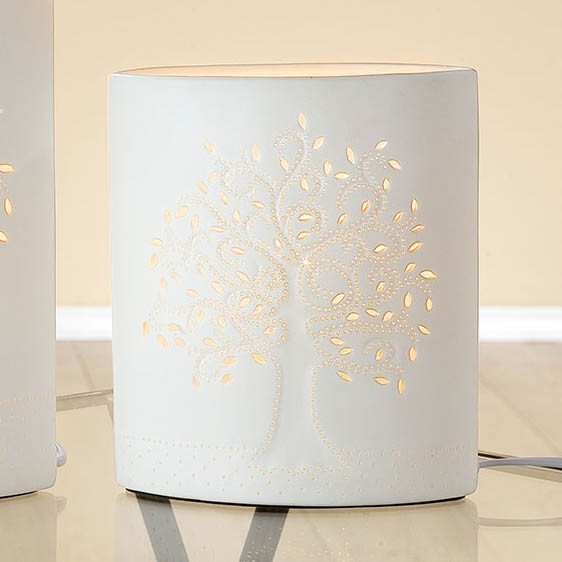 Porcelánová lampa Strom života, biela, 20 cm