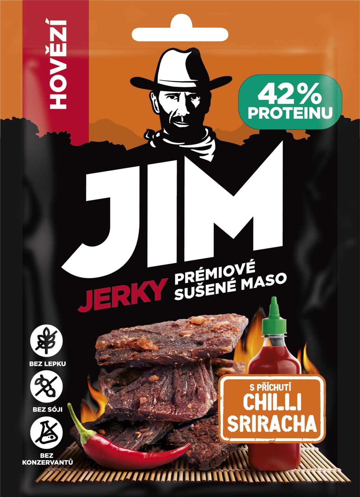 JIM JERKY hovädzie chilli sriracha 23 g