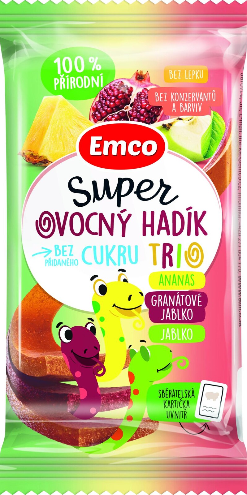 EMCO Super ovocný hadík Trio ananás/gran.jablko/jablko 20 g