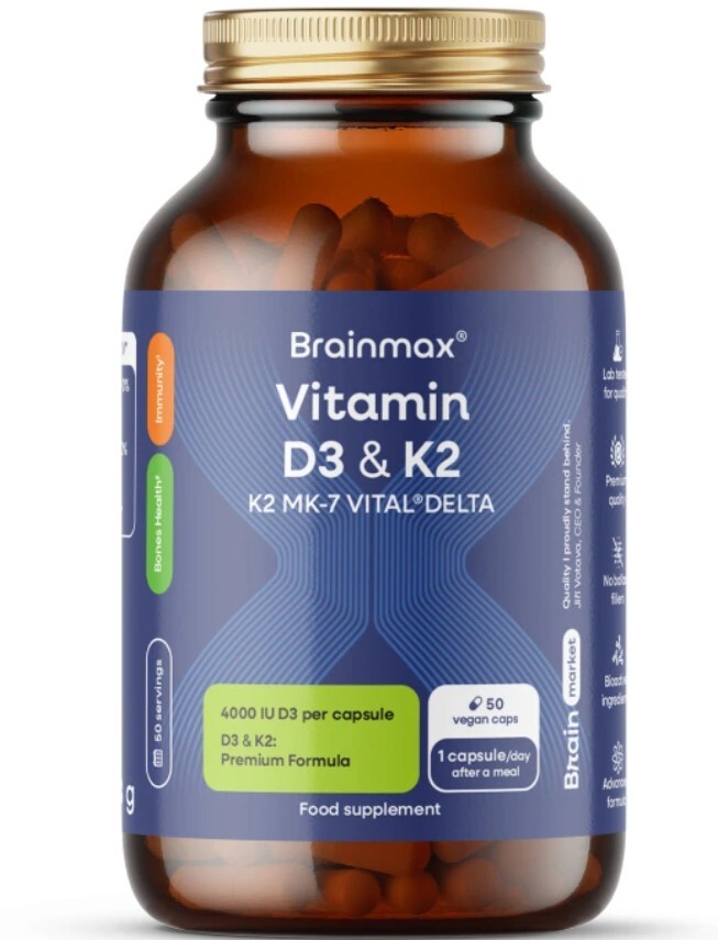 BrainMax Vitamín D3 & K2 50 kapsúl