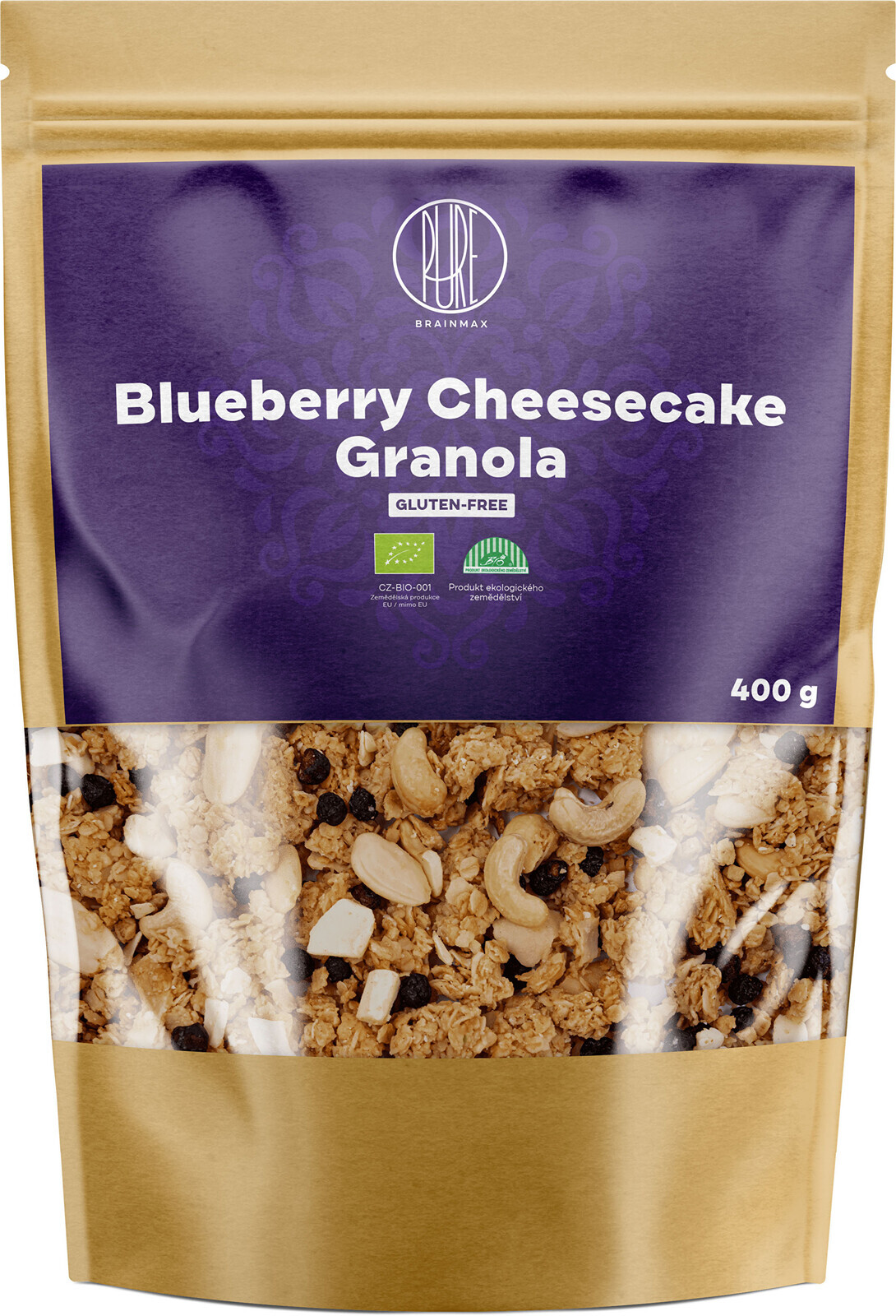 BrainMax Pure Granola - Čučoriedky a biela čokoláda BIO 400 g