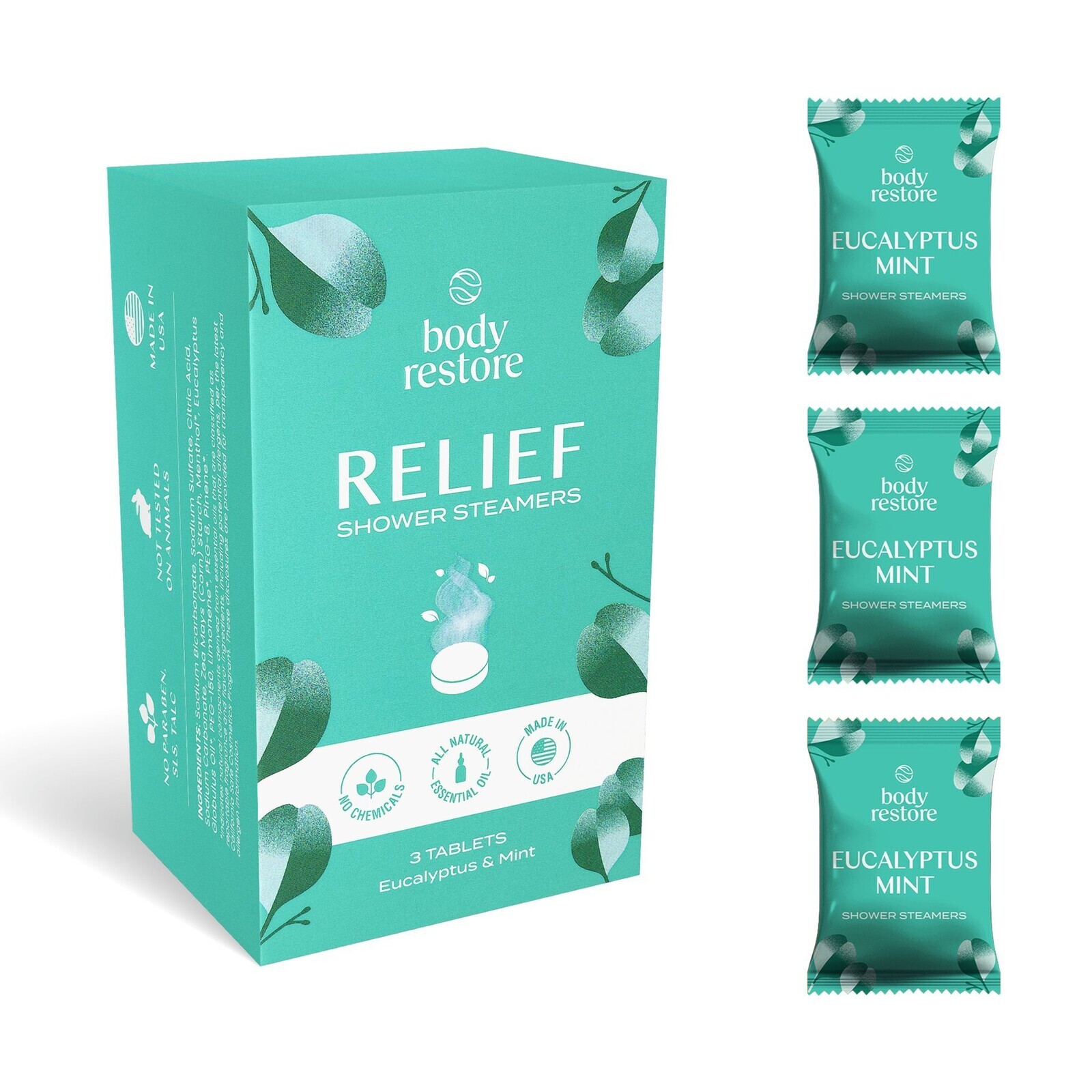 Body Restore Súprava aromatických tabliet do sprchy Eukalyptus a Mäta Shower Steamers 3 ks