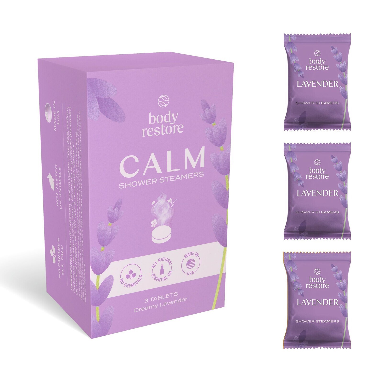 Body Restore Súprava aromatických tabliet do sprchy Levanduľa Shower Steamers 3 ks