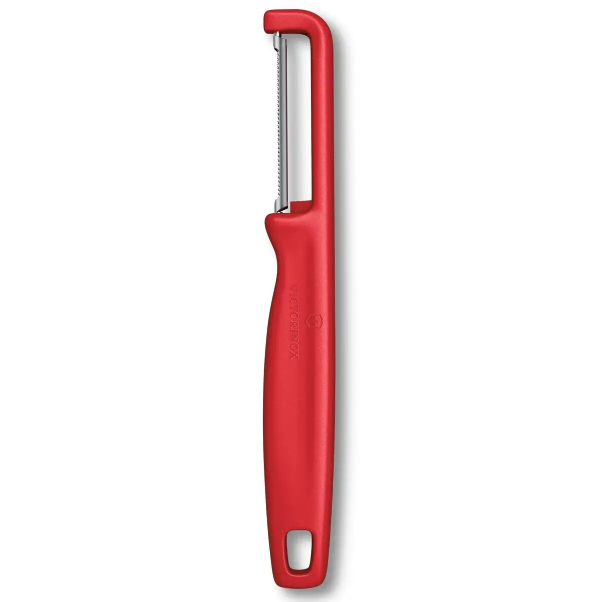 Škrabka na zeleninu IOTA 16 cm, zúbkované ostrie, červená, plast, Victorinox