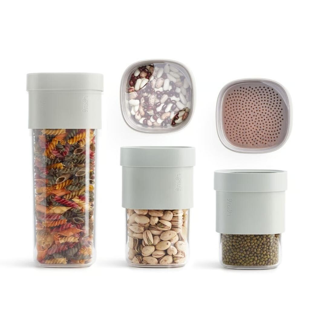 Dóza na potraviny FLIP STORAGE, sada 3 ks, zelená, plast, Lékué