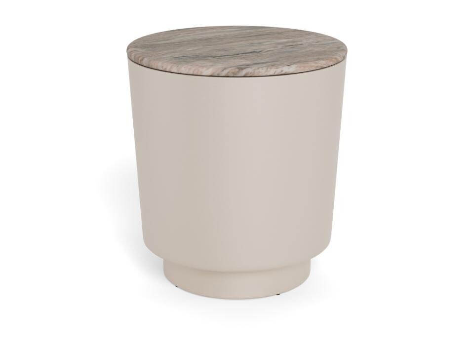 Konferenční stolek Cangas 45 cm béžový mat/hnědý mramor lesk