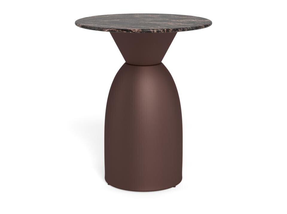 Konferenční stolek Ferrol 40 cm hnědý mat/mramor cocoa lesk