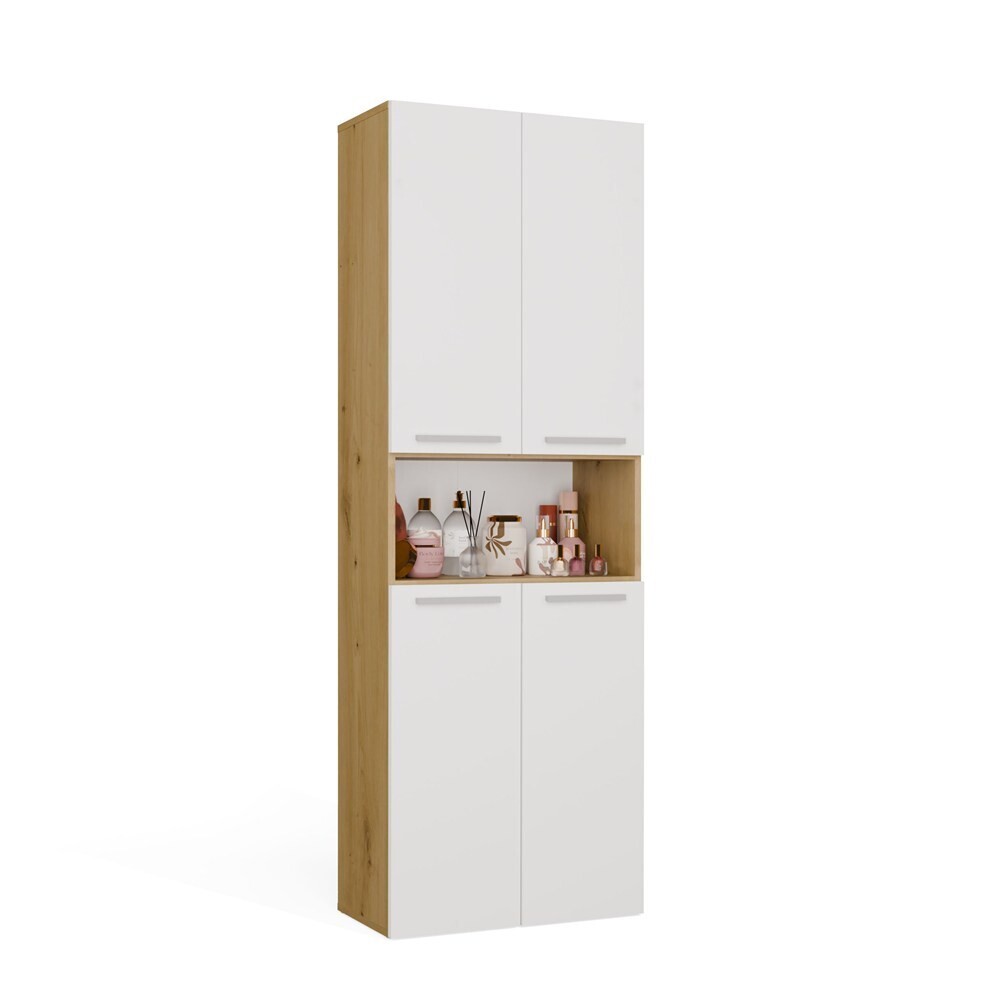 Koupelnová skříňka s 2 koši na prádlo NEL 2K DK bílá/dub Artisan