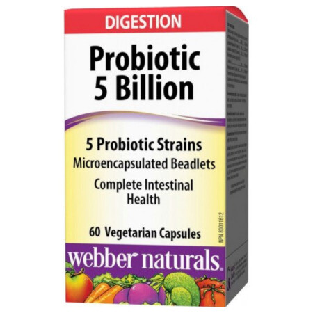 WEBBER NATURALS Probiotic 5 miliárd zmes bakteriálnych kultúr 5 kmeňov 60 kapsúl