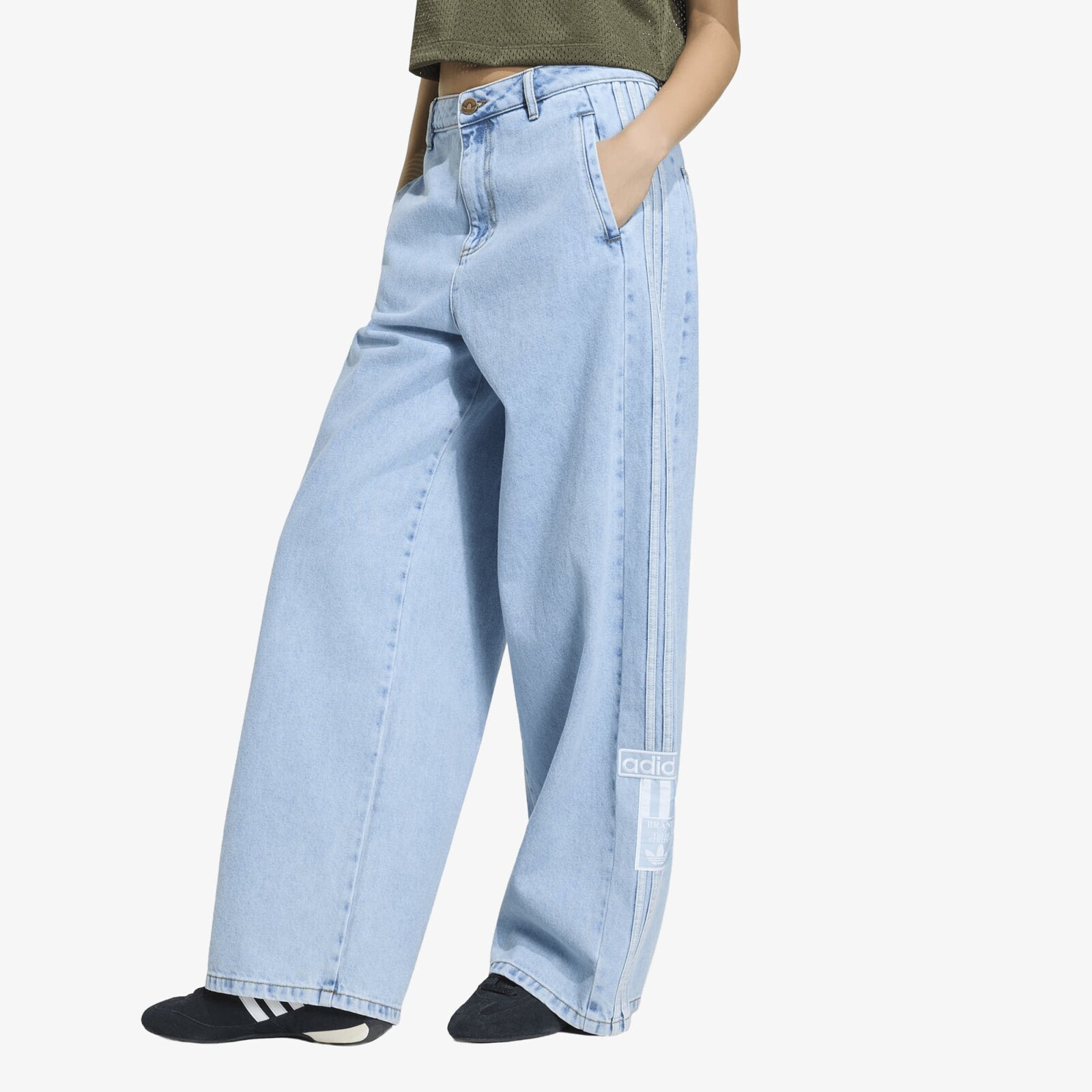 Kalhoty adidas Adibreak Mid-Rise Wide-Leg Denim Pants Light Denim 25/32