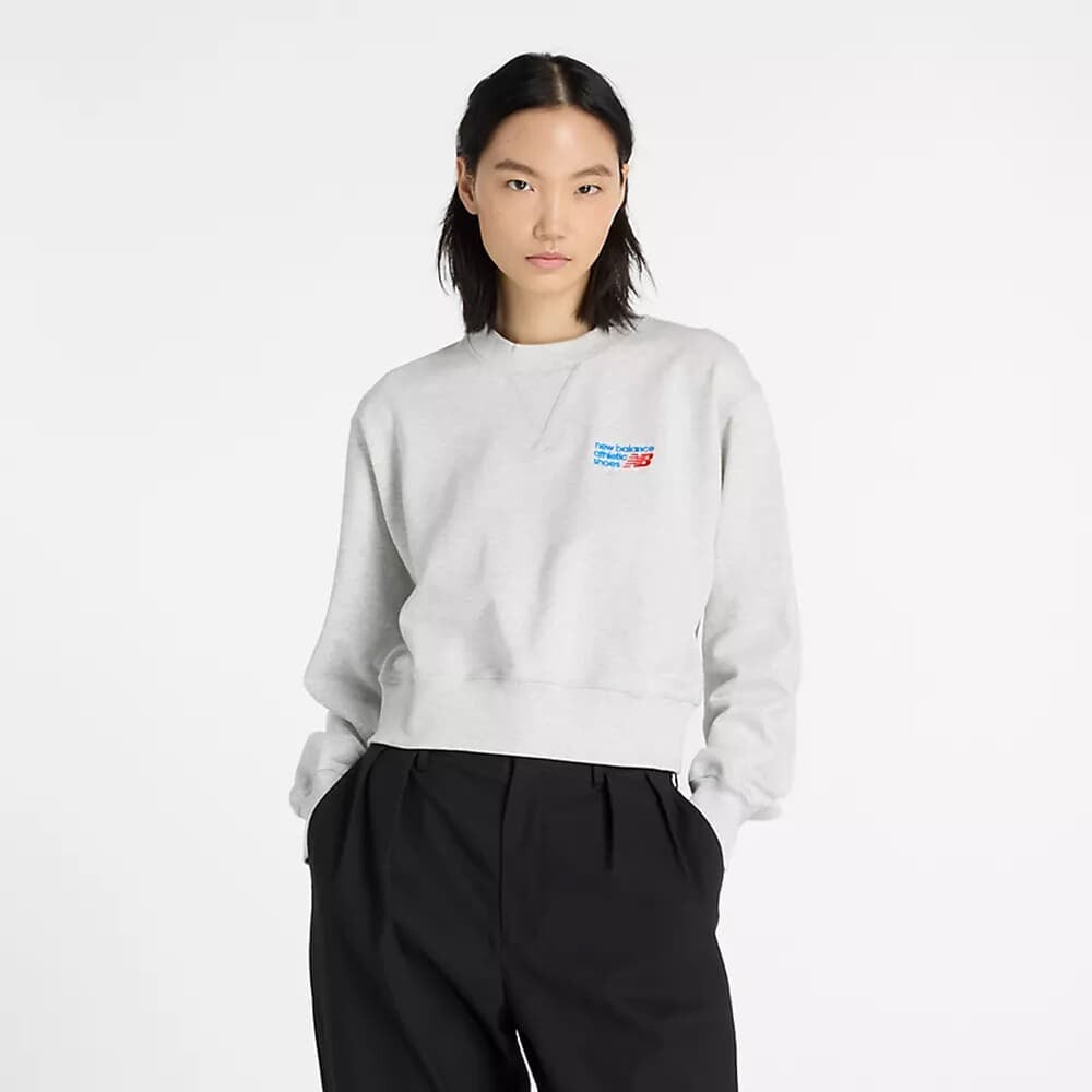 Mikina New Balance Athletics Premium Logo Relaxed Crop Crew Ash Heather XL