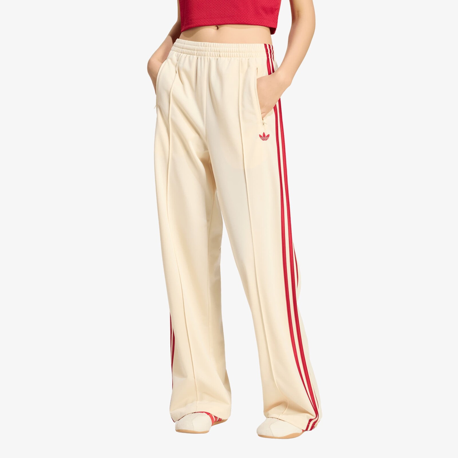 Tepláky adidas Firebird Loose Tracksuit Pants Warm Vanilla/ Team Victory Red L