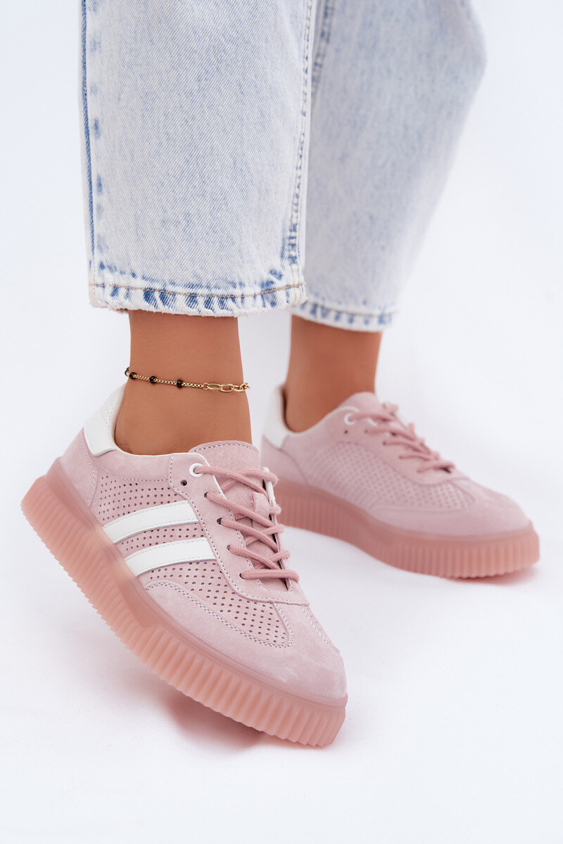 Boto Leather Suede Dámske Sneakers na Platforme Ružové