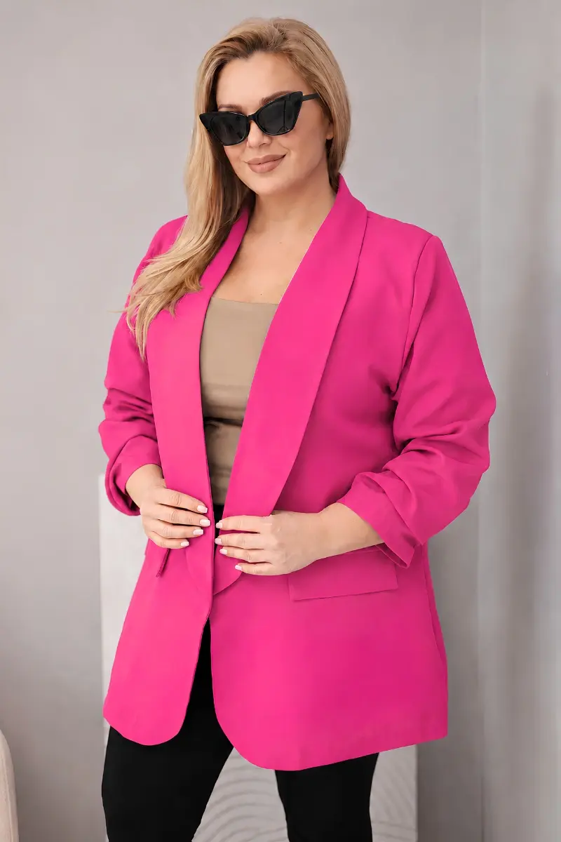 Plus size elegantný fuchsiový blejzer