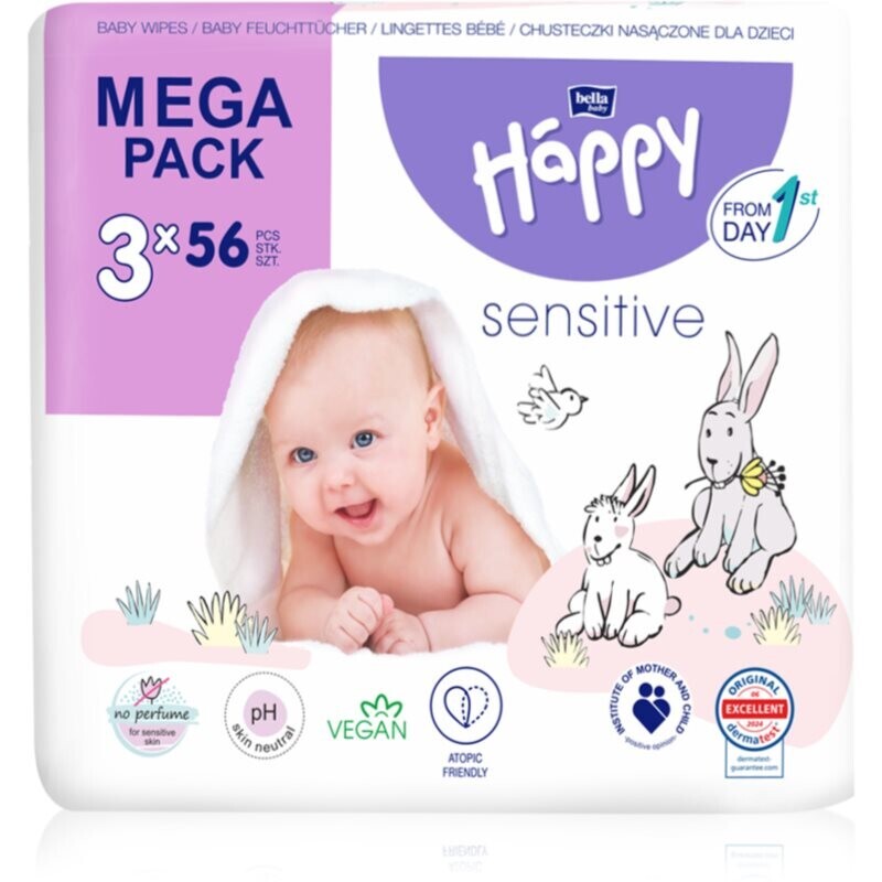 BELLA Baby Happy Sensitive vlhčené obrúsky 3x56 ks