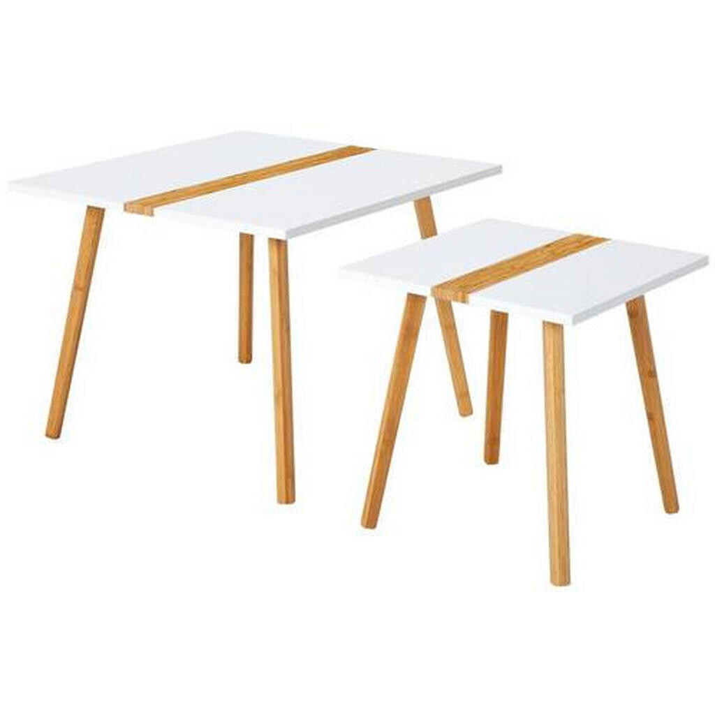 PBJ SADA ZASÚVACÍCH STOLÍKOV, prírodná farba, biela, drevo, 60/40/60/40/45/40 cm
