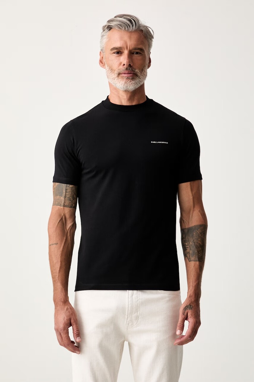 Karl Lagerfeld basic tričko pánske bavlnené s elastanom