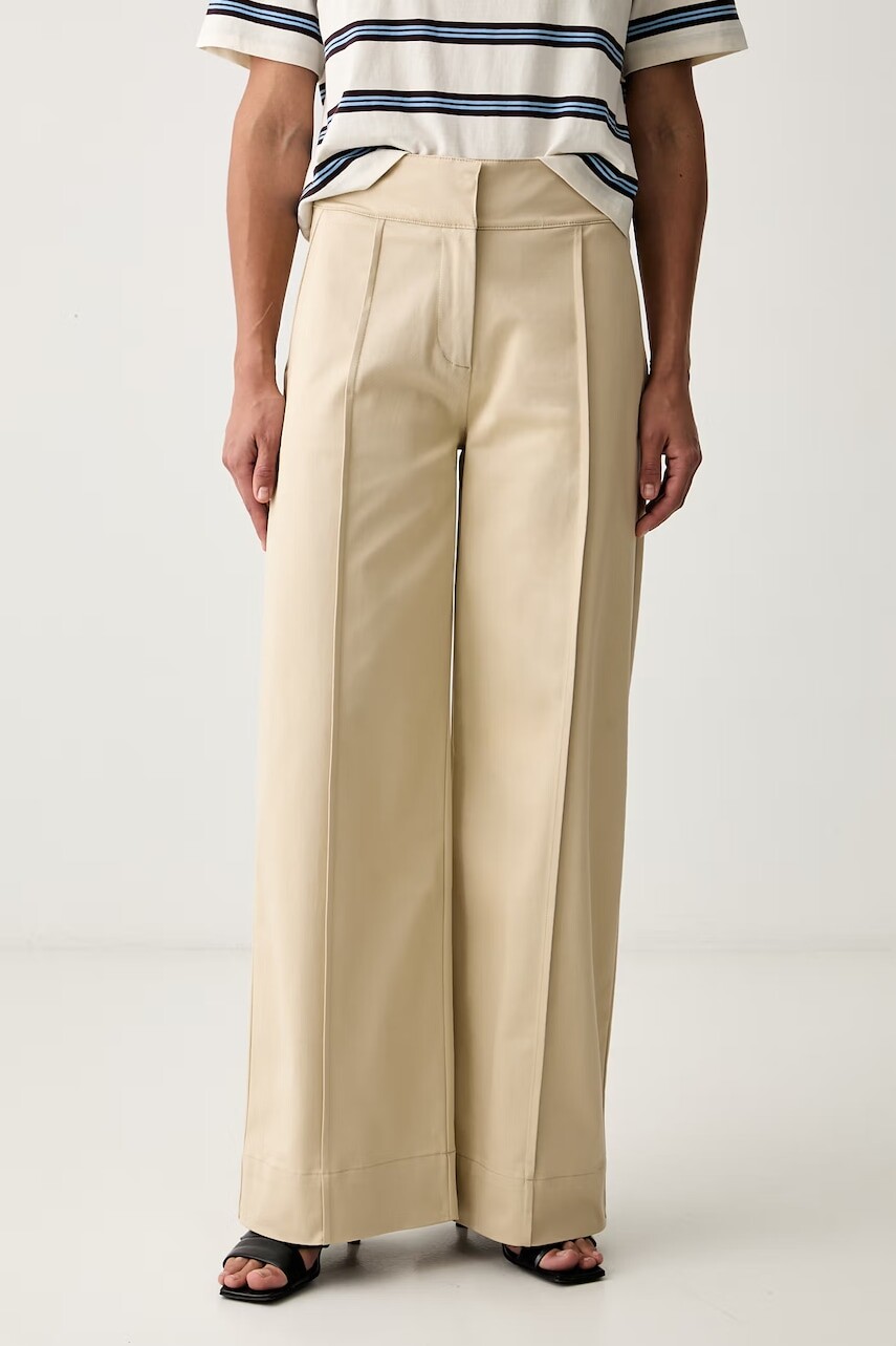 BOSS Orange nohavice wide leg dámske bavlnené s elastanom C_Tawide