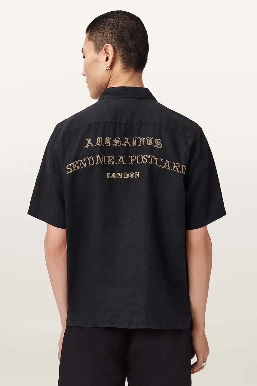 AllSaints košeľa pánska ľanová DUNLOE