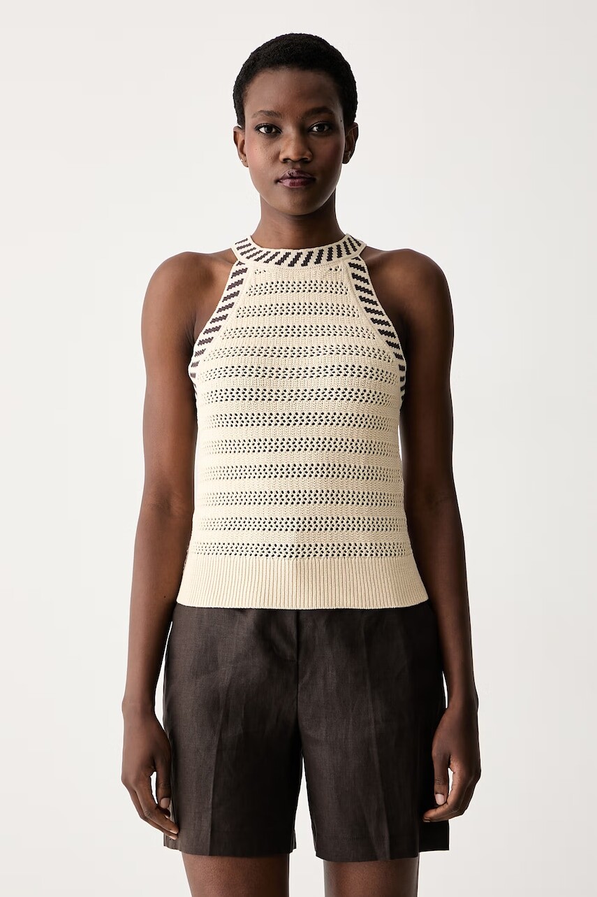 United Colors of Benetton blúzka halter dámska vzorovaná