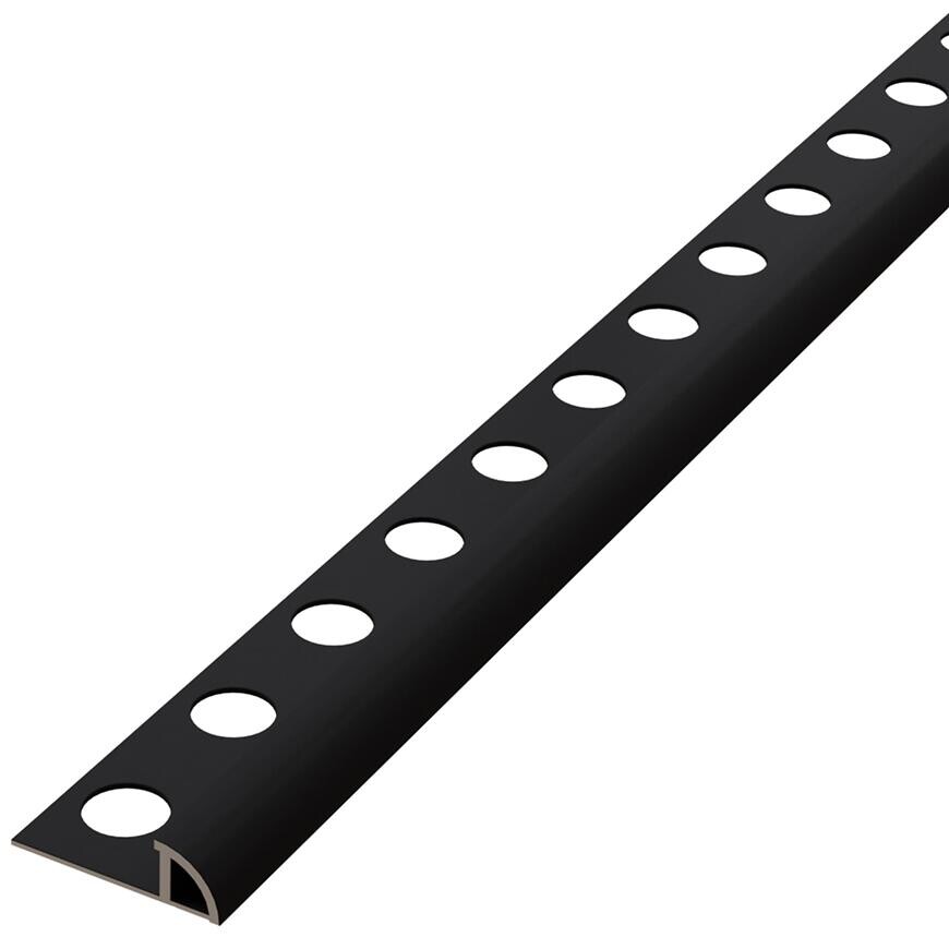 Rohový profil polkruh čierny mat práškovaný 10,5 mm x 270 cm
