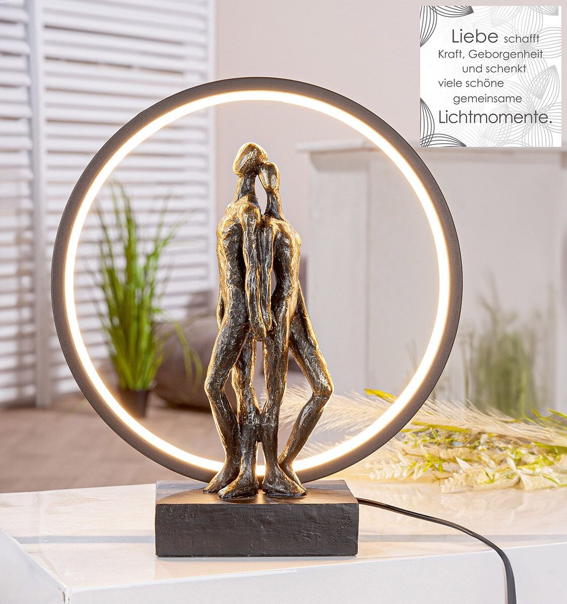 Stolná lampa LED, okrúhla, motív Pár 
