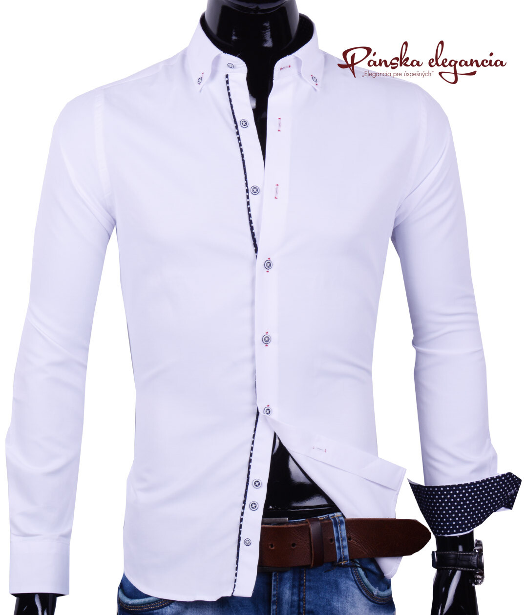30016-EM-308  Elegantná biela pánska košeľa EGO MAN