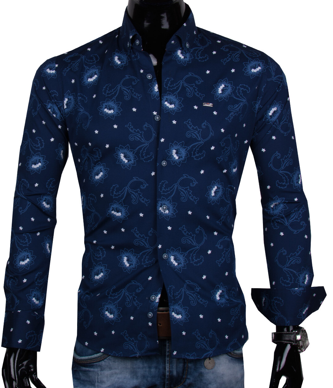 30016-EM-335 Pánska košeľa so vzorom kvetín EGO MAN - SLIM FIT STRIH