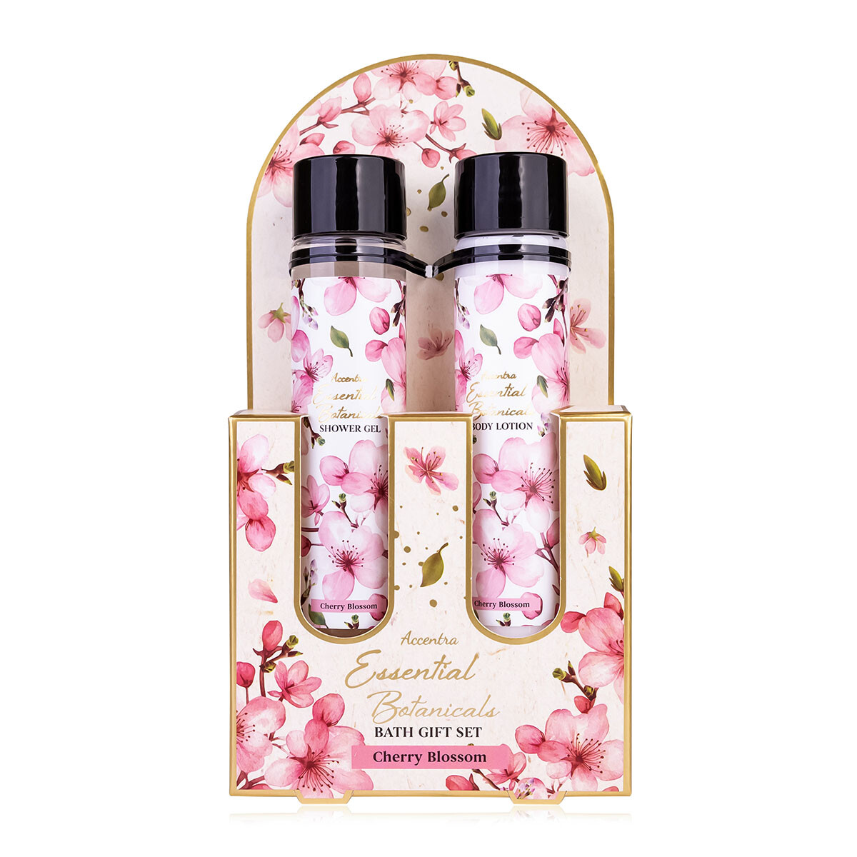 Accentra Accentra kúpeľový set skúmavky ESSENTIAL BOTANICS čerešňový kvet v darčekovej krabičke, gél sprchový 60ml, mlieko telové 60ml