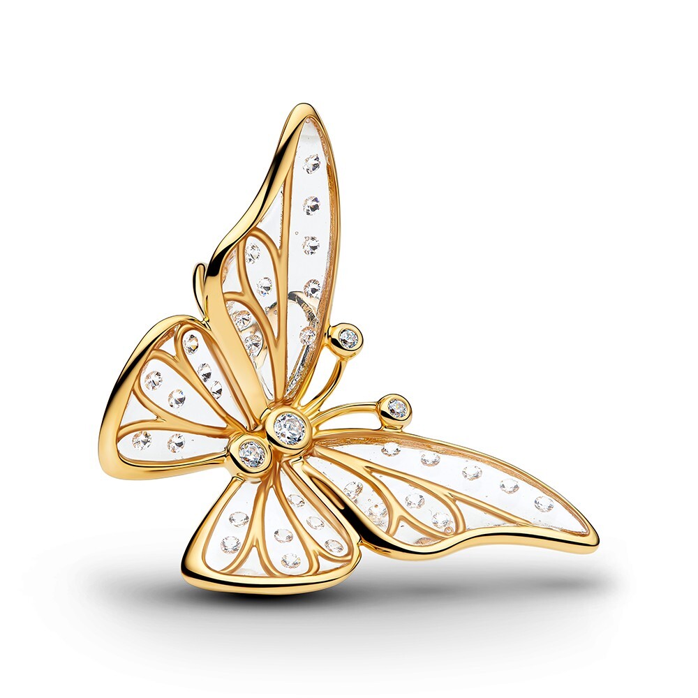 Pandora Prekrásna pozlátená korálka Motýľ Shine Moments 764487C01