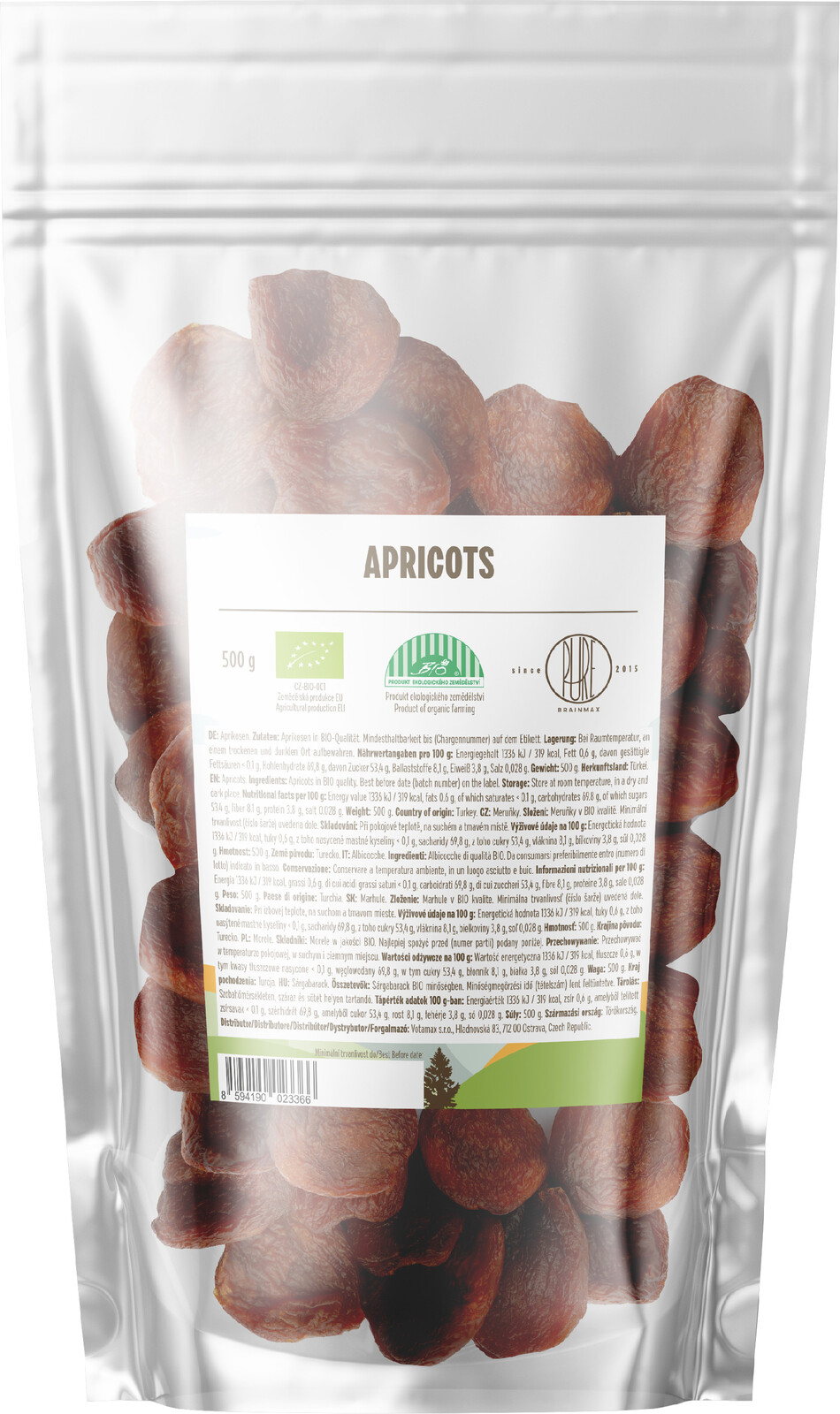 BrainMax Pure Marhule sušené 500 g - EXPIRÁCIA 30.6.2026