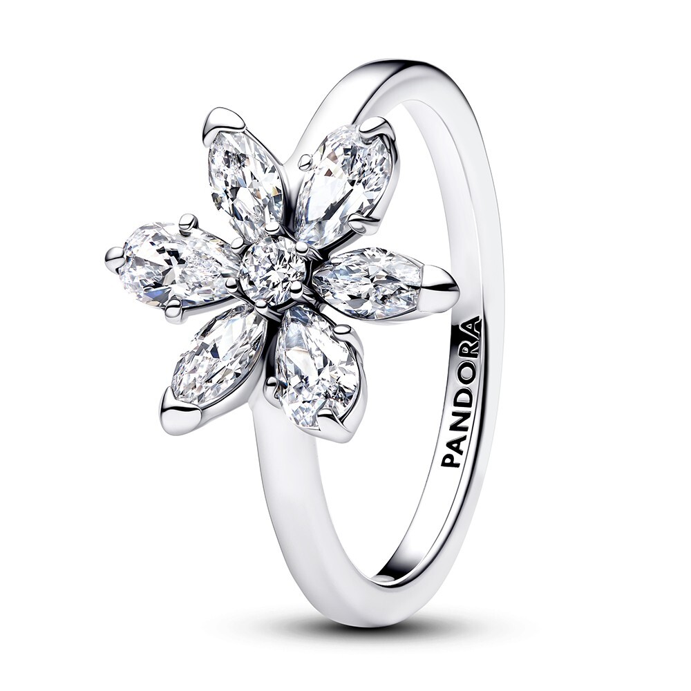 Pandora Strieborný prsteň so zirkónmi Trblietavý kvet Timeless 193000C02 56 mm