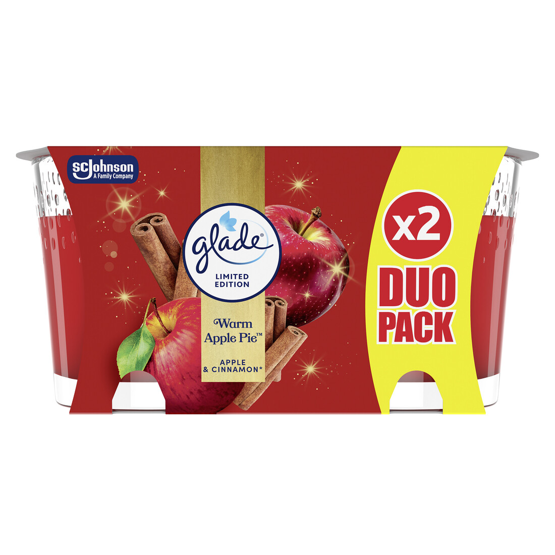 Glade Súprava vonných sviečok Warm Apple Pie 2 x 112 g