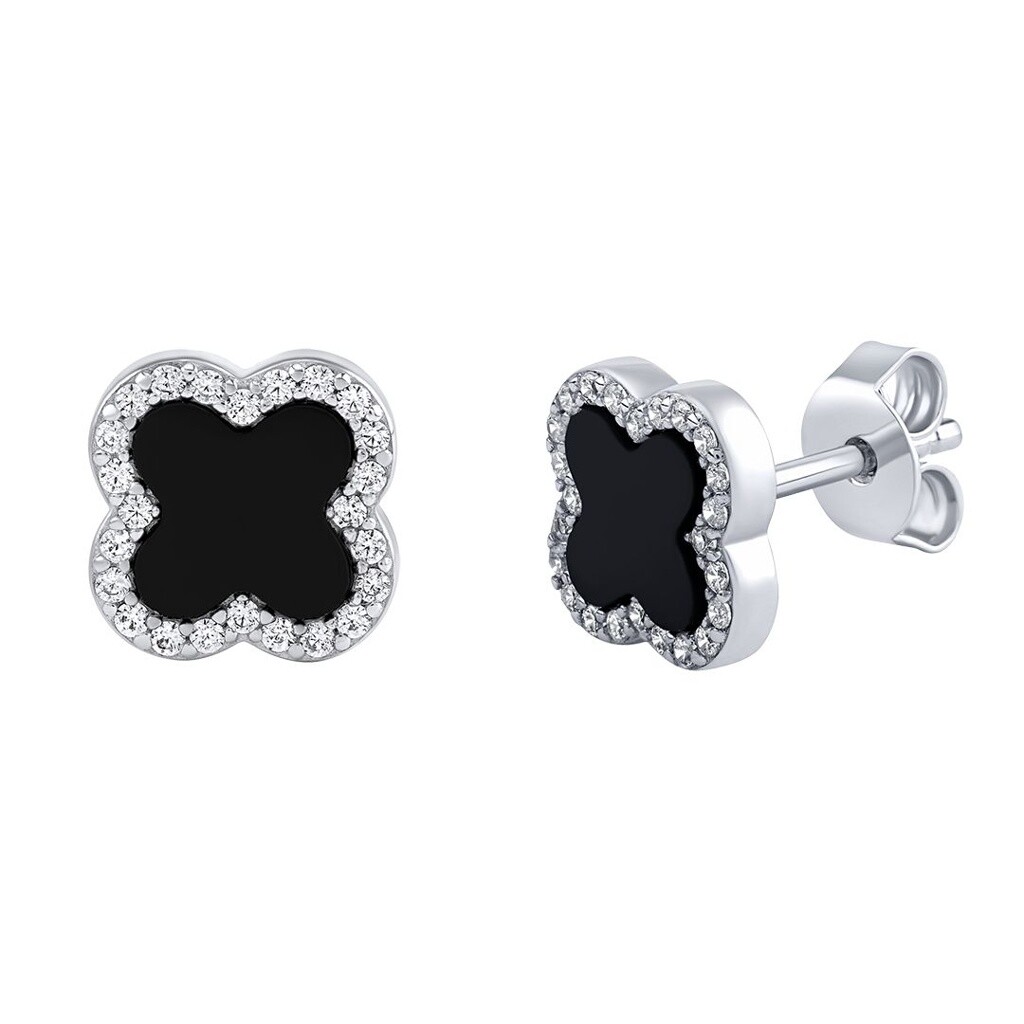 Silvego Strieborné náušnice štvorlístok Jonet s Brilliance Zirconia MW02866E