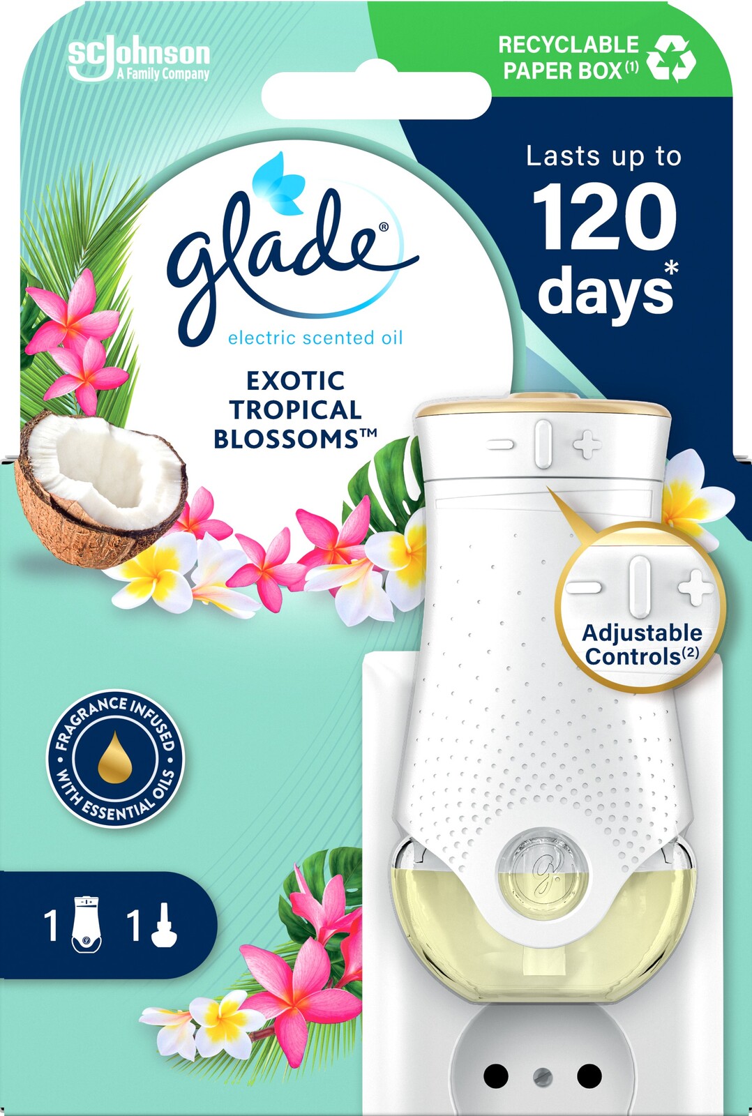 Glade Elektrický osviežovač vzduchu + náplň Exotic Tropical Blossoms 20 ml