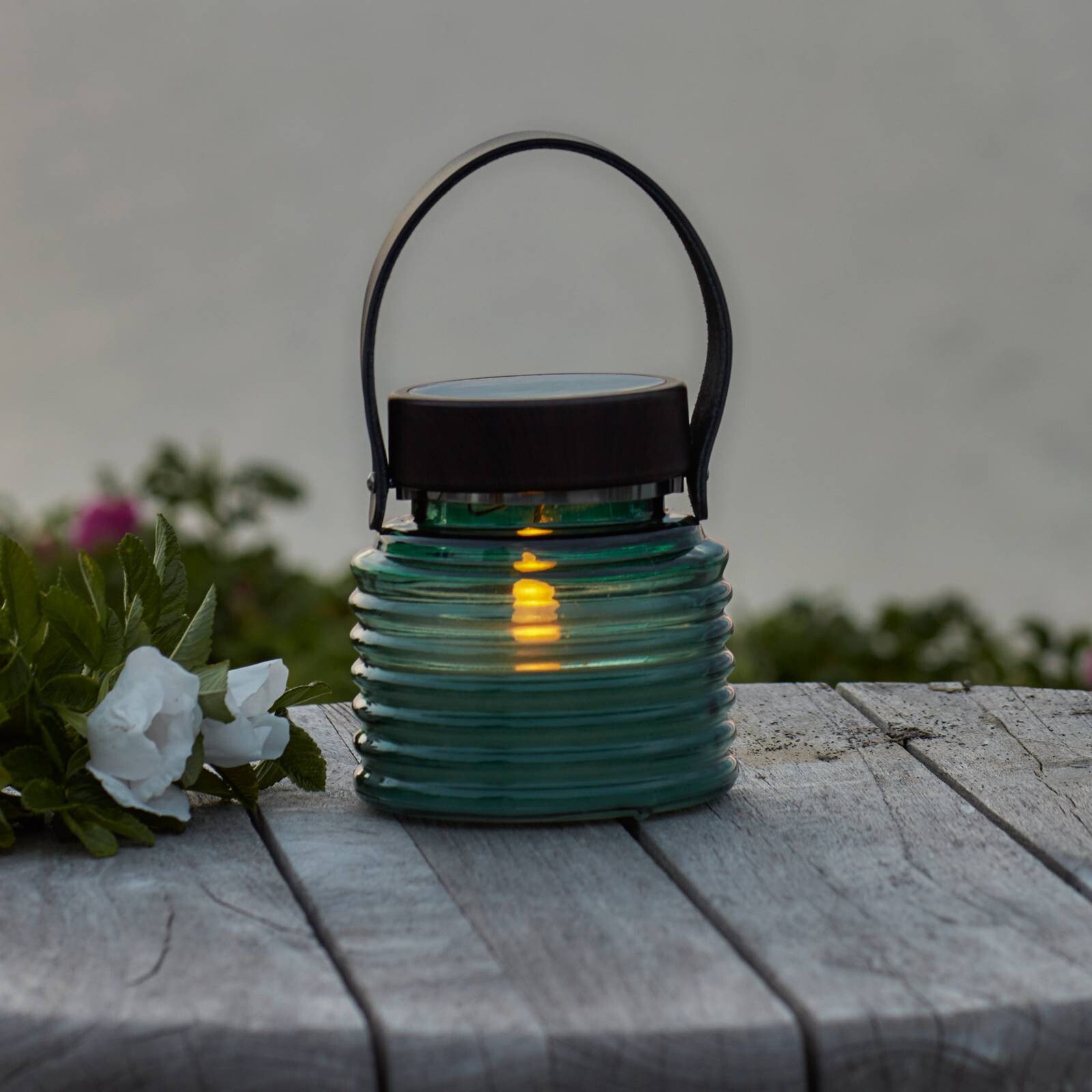 Solarna lampa Aston Jar, výška 12 cm, zelená/hnedá, IP44