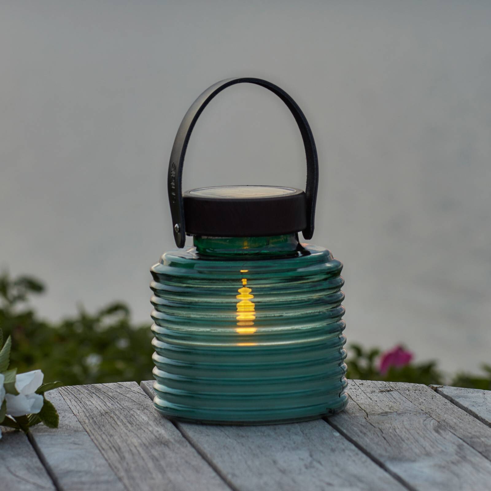 Solarna lampa Aston Jar, výška 16 cm, zelená/hnedá, IP44