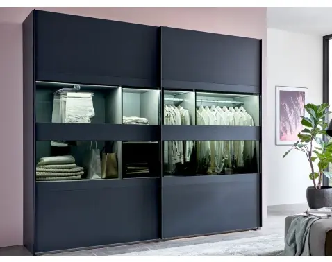 Šatníková skriňa Easy Plus, šírka 270 cm/extra výška 236 cm, grafit/sklo%