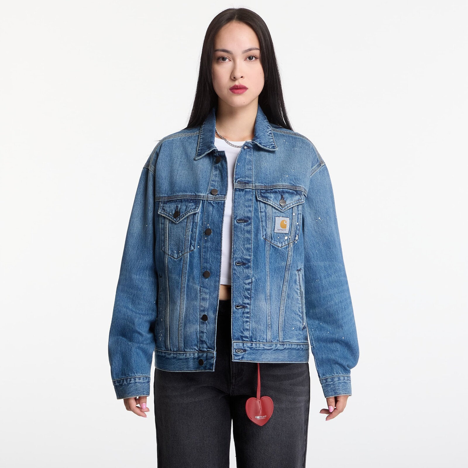 Bunda Carhartt WIP Helston Jacket UNISEX Blue Destroy Wash, Splatter M