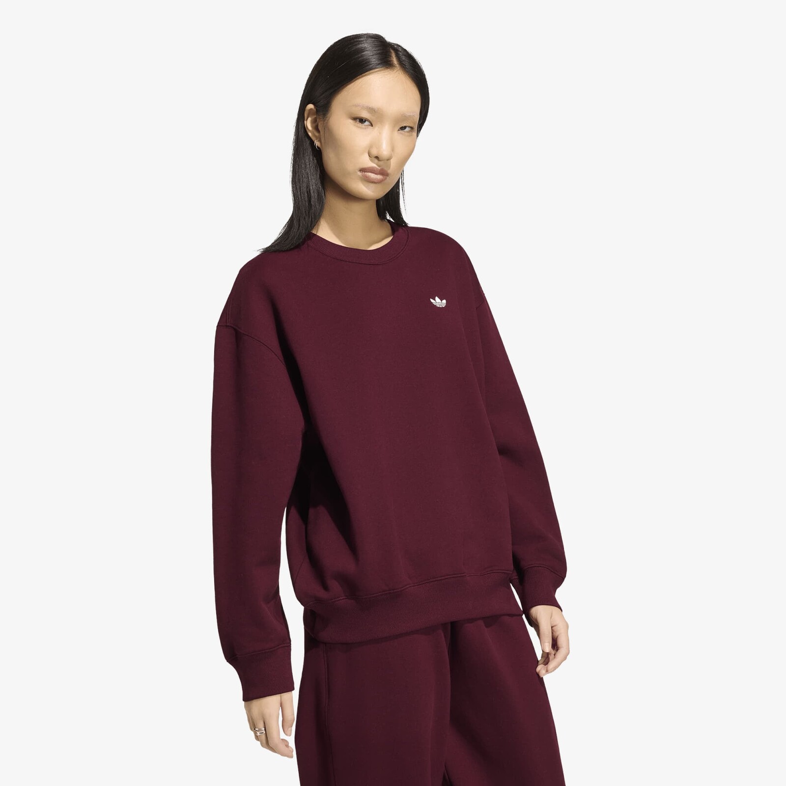 Mikina adidas Essentials Crew Long Fleece Os Sweatshirt Maroon L