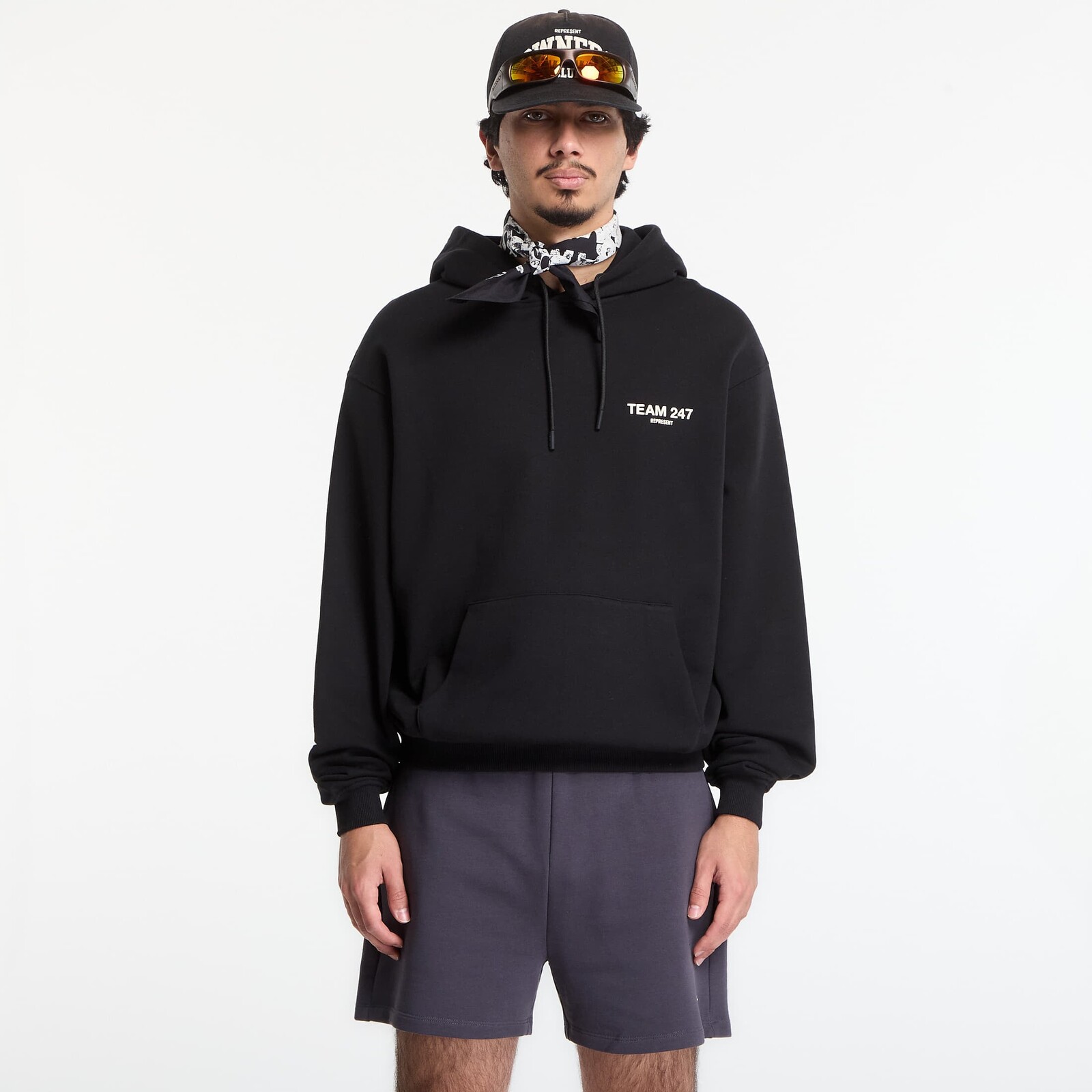 Mikina REPRESENT 247 Team Oversized Hood UNISEX Jet Black XL