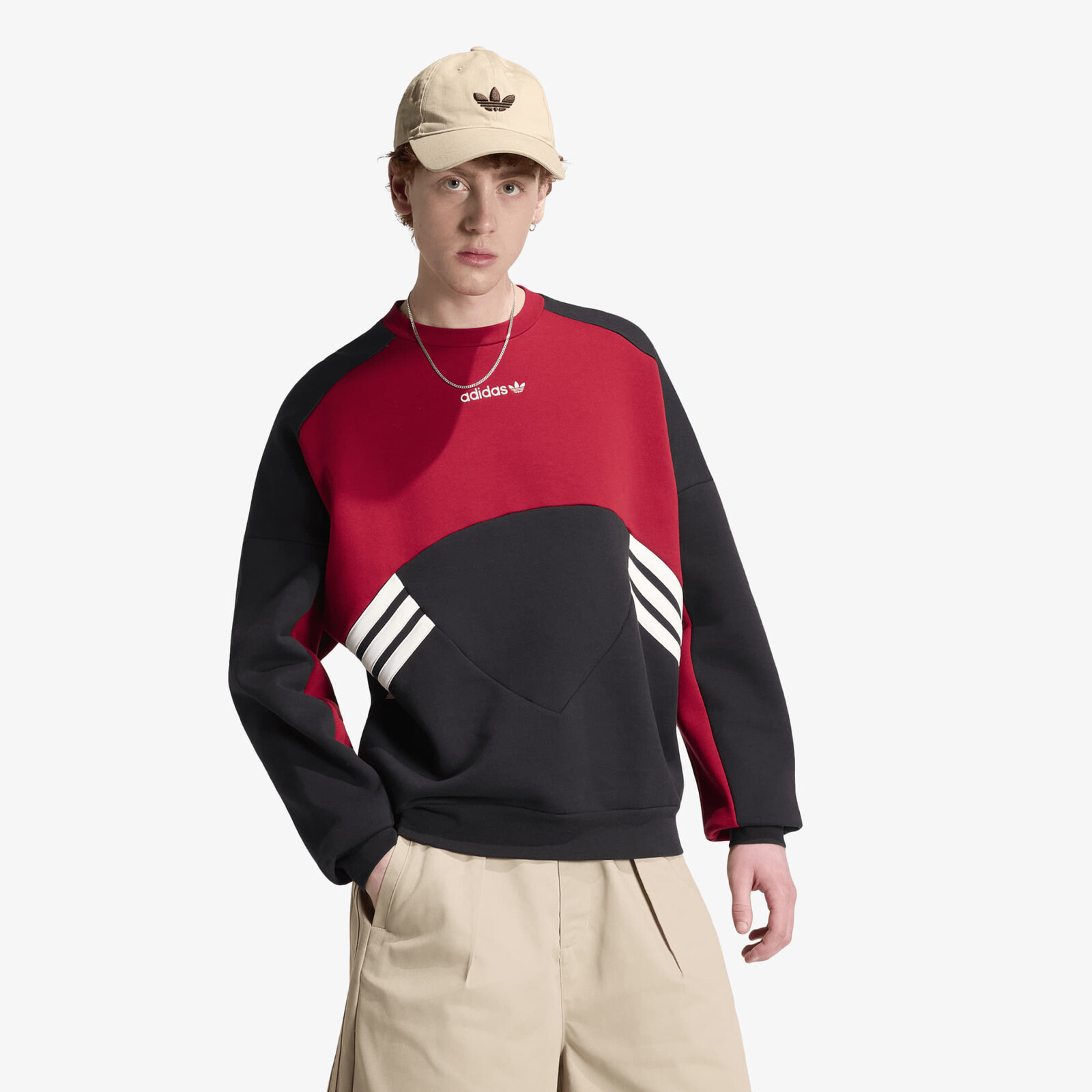 Mikina adidas Cutline Crewneck Sweatshirt Black/ Team Victory Red XL