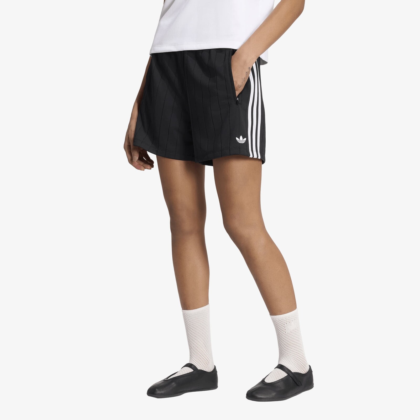 Šortky adidas Pinstripe Firebird Shorts Black/ White/ Grey Two XS