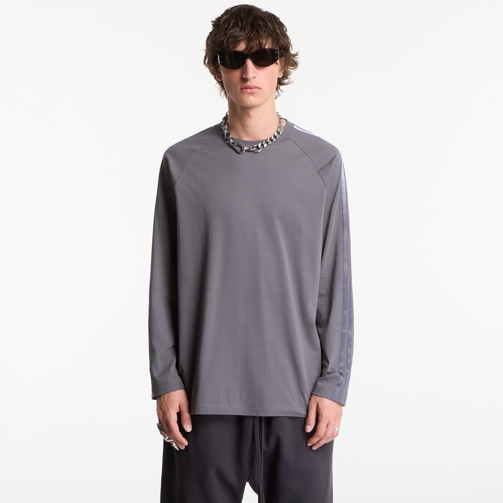 Tričko Y-3 Oversized Gradient Stripes Long Sleeve T-Shirt UNISEX Grey Five M