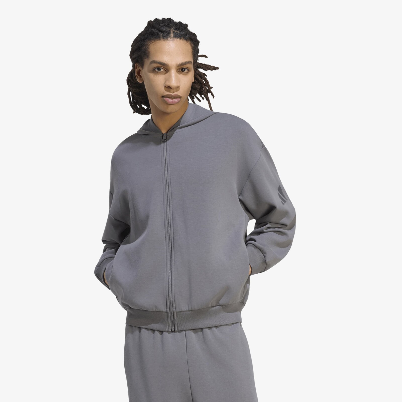Mikina adidas Soft Lux Full-Zip Hoodie Grey Five S