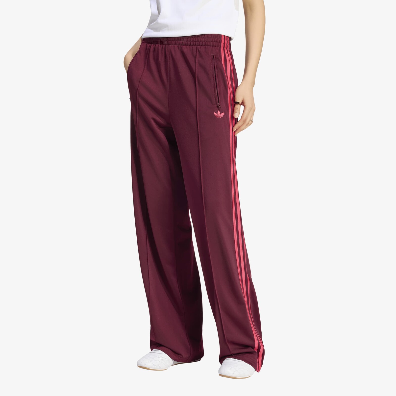 Tepláky adidas Firebird Loose Track Tracksuit Bottoms Maroon/ Power Pink S